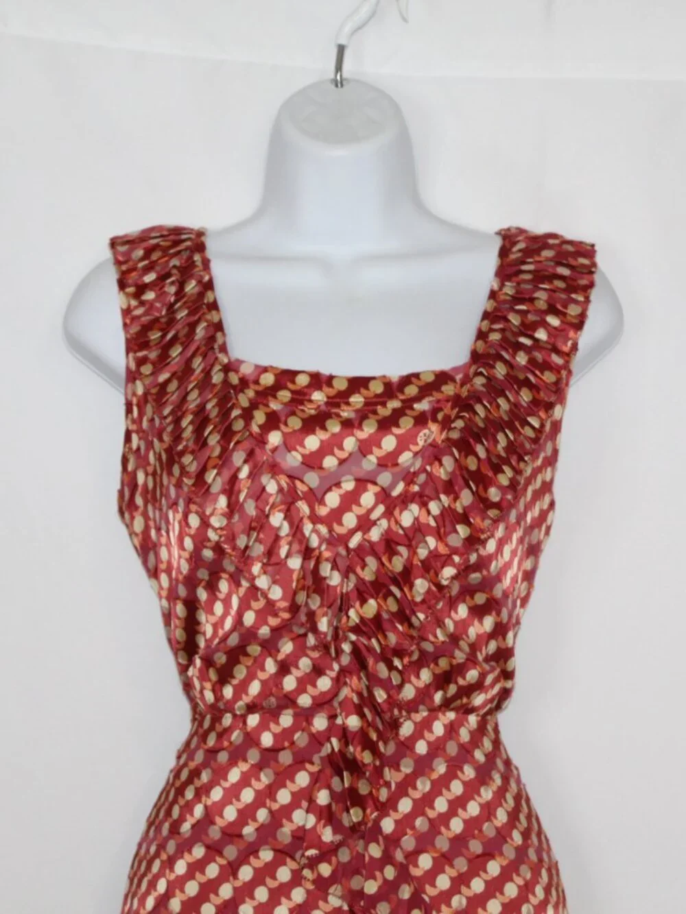 Tory Burch orange polka dot silk blend ruffle mini resort wear sleeveless